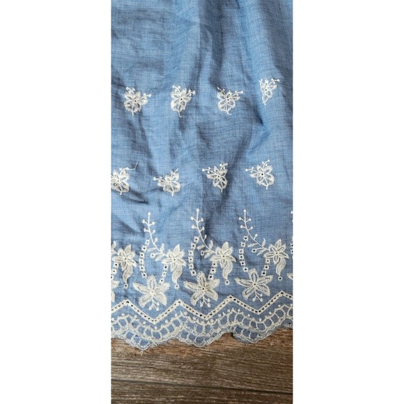 Now And Forever Chambray Off The Shoulder Tunic Size Large Blue Embroidery Boho - Picture 2 of 11
